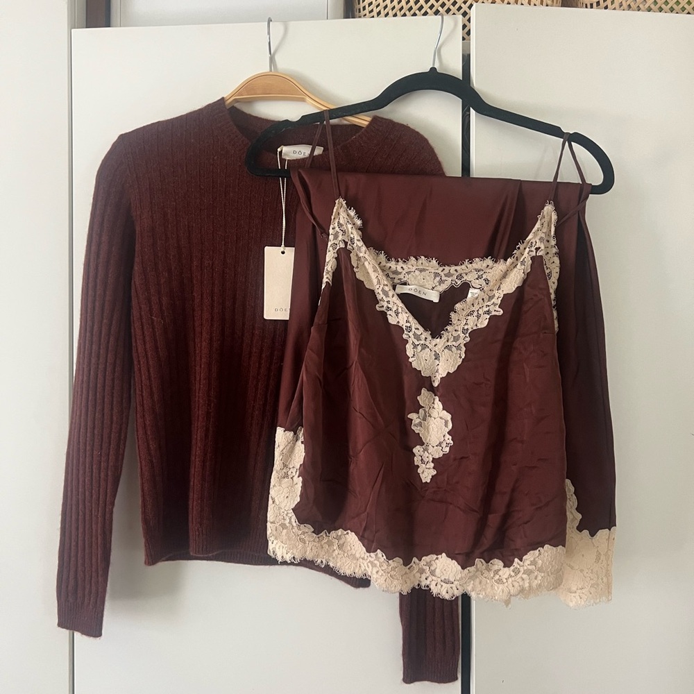 Doen silk set & sweater